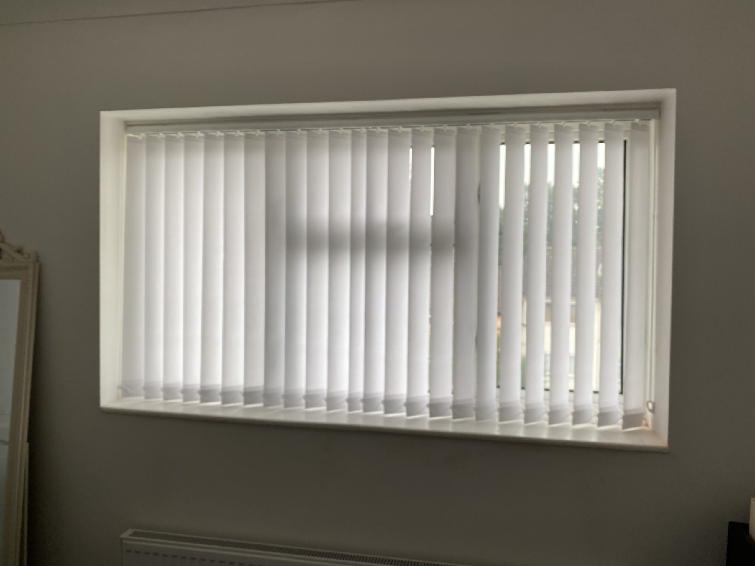 Vertical blind track and louvre details fitted in Essex
