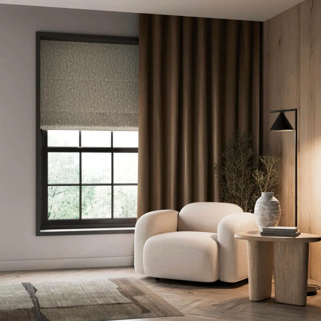 Made to measure curtains fitted in a Harlow bay window