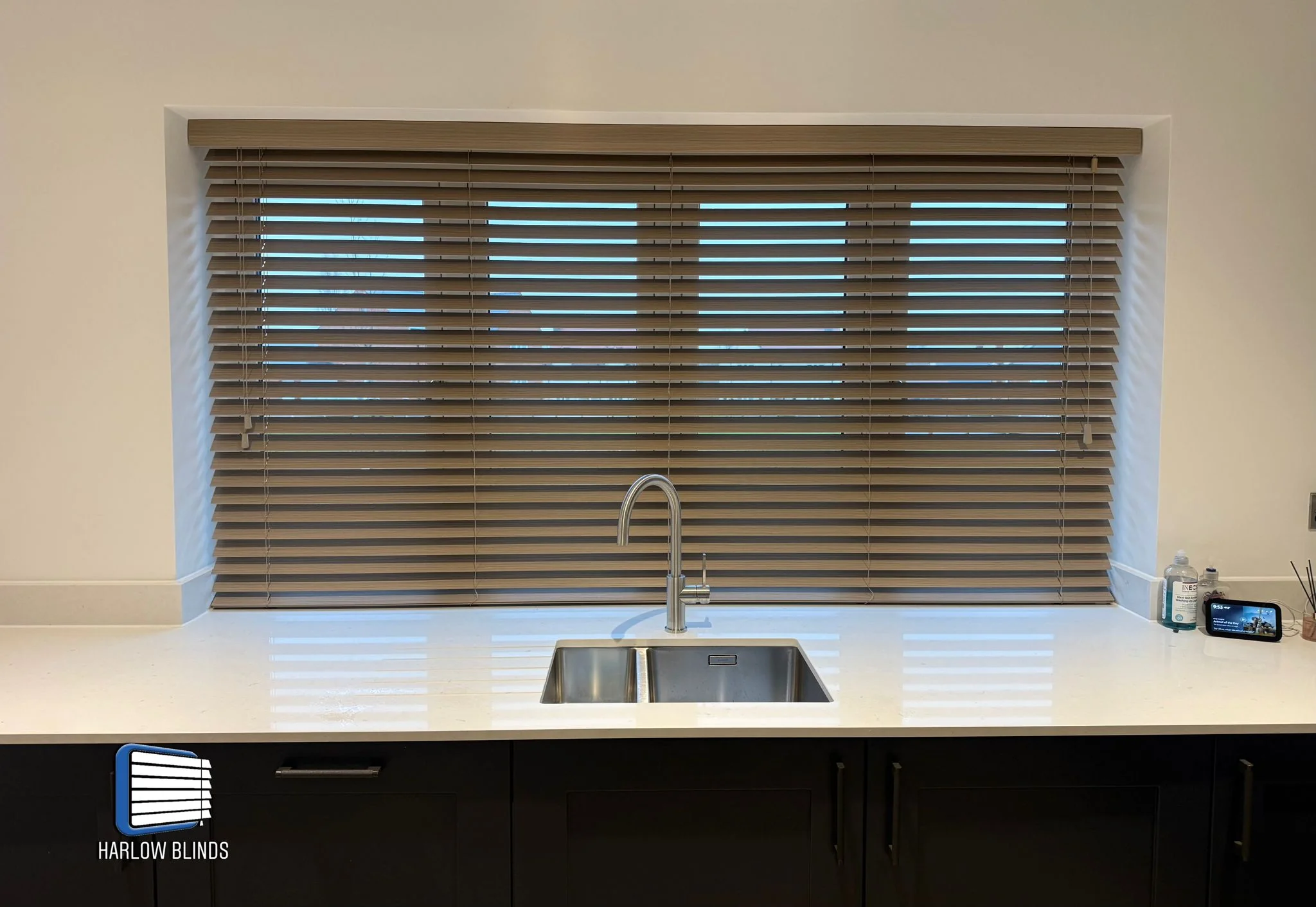 50mm real wood Venetian blinds supplied and fitted in Finchingfield, second angle