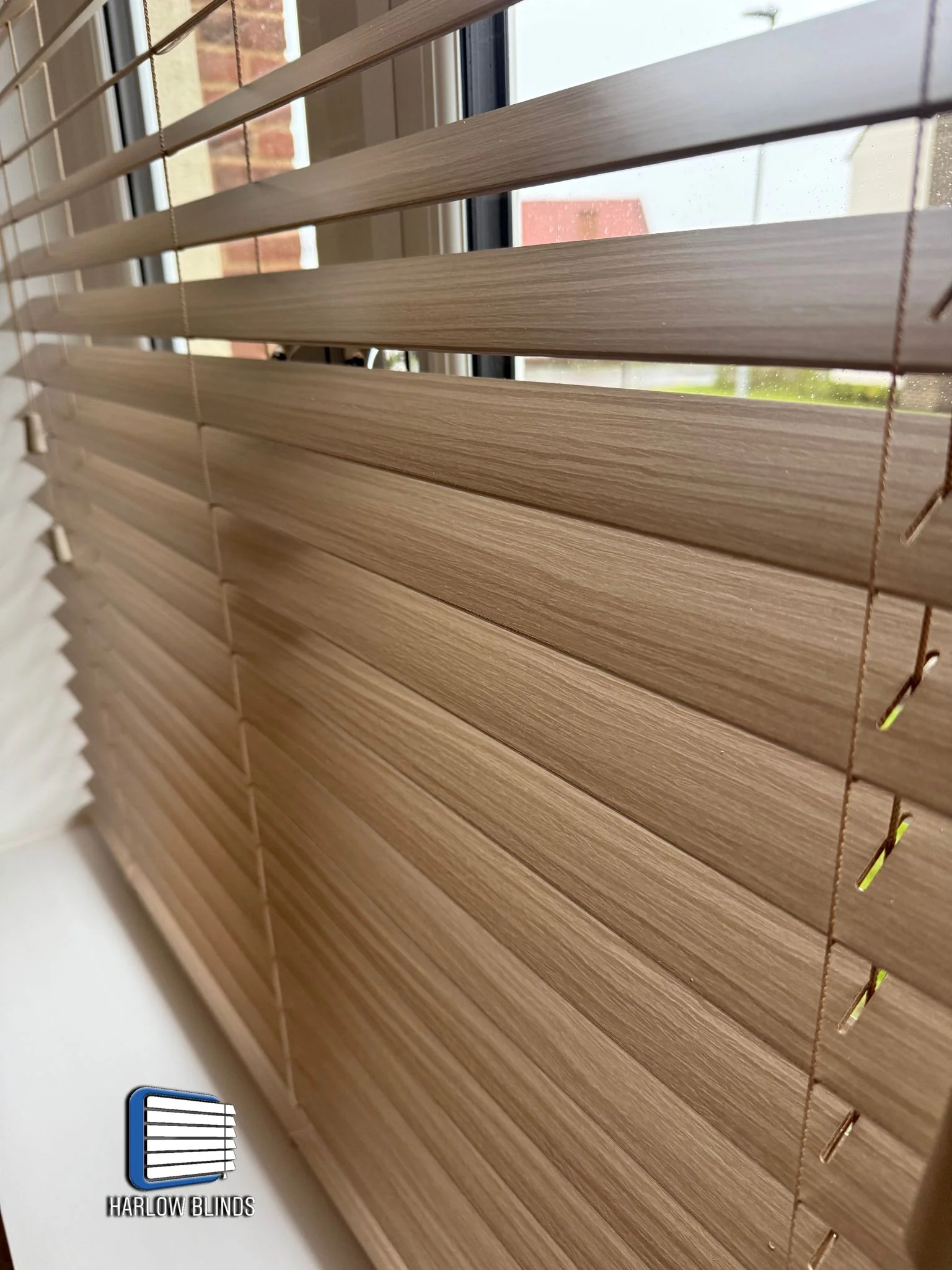 50mm real wood Venetian blinds supplied and fitted in Finchingfield near Great Dunmow, third angle