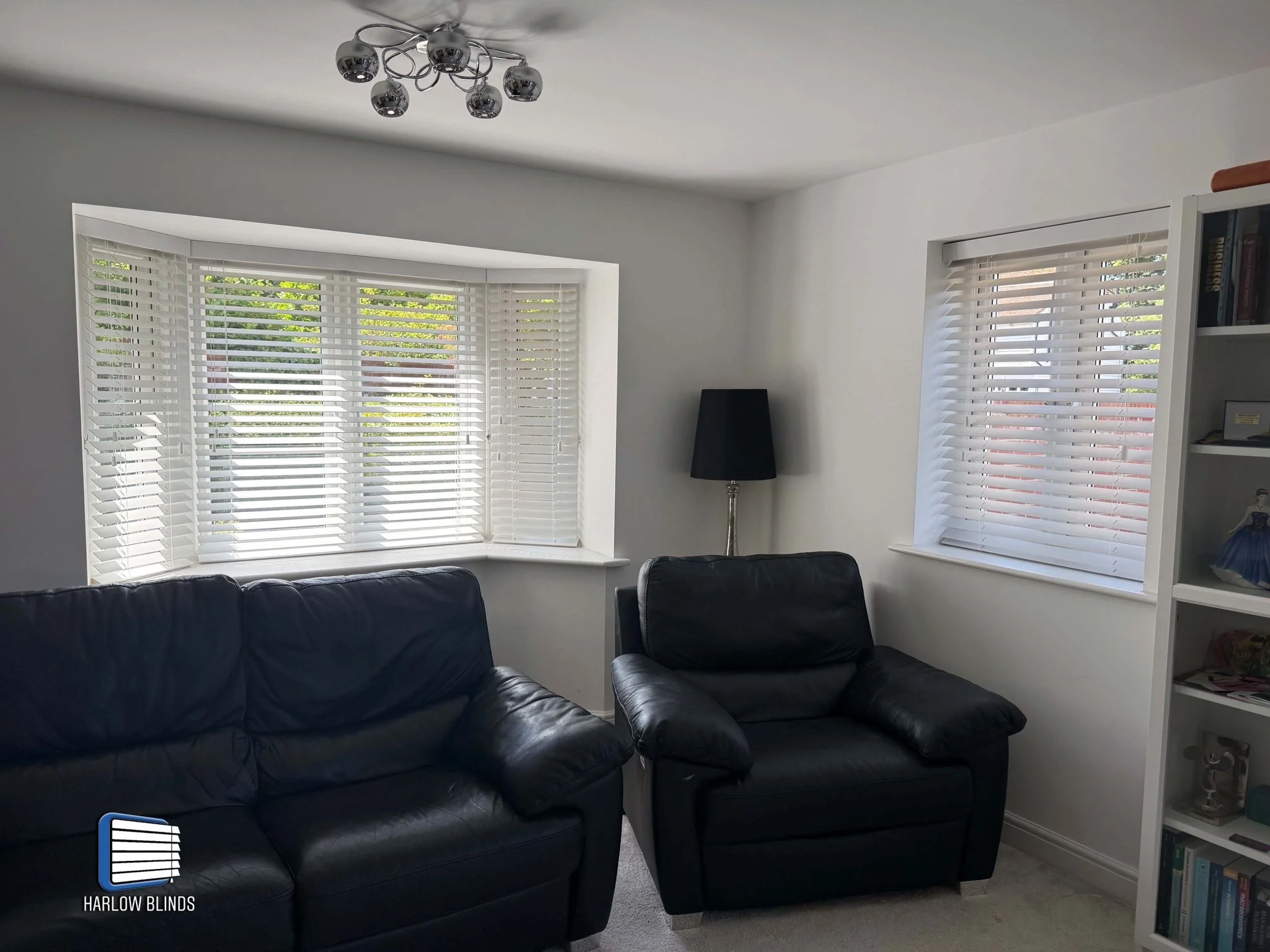 50mm white real wood Venetian blinds supplied and fitted in Old Harlow