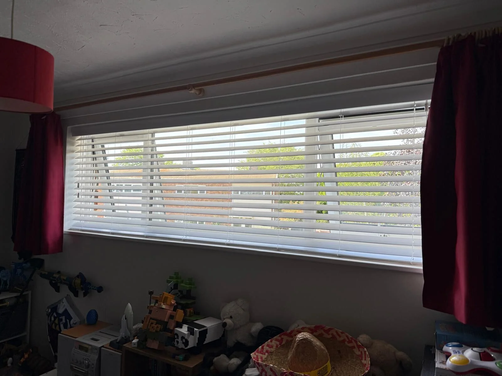 Faux wood Venetian blinds in white, 50mm slat size, supplied and fitted in Harlow